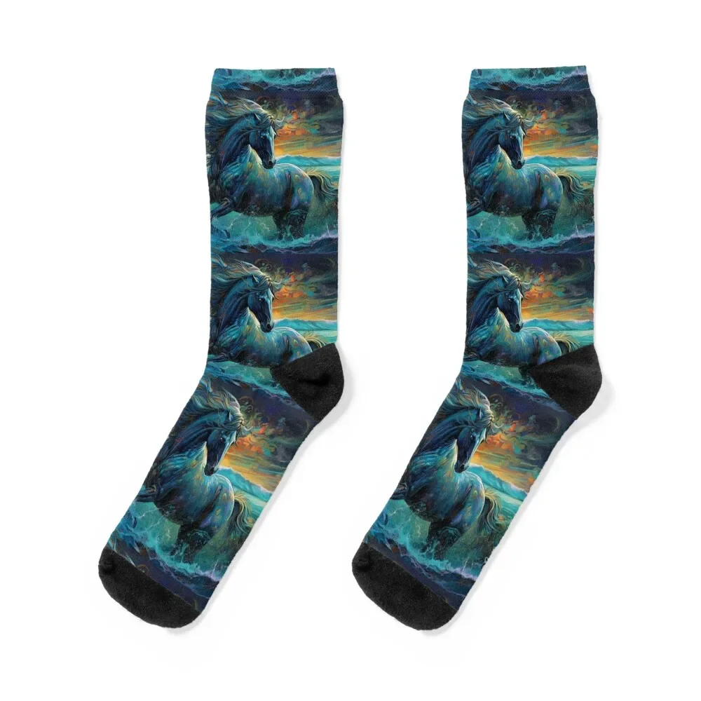 

Horse in the Ocean Socks hiking christmas gift warm winter Socks Ladies Men's