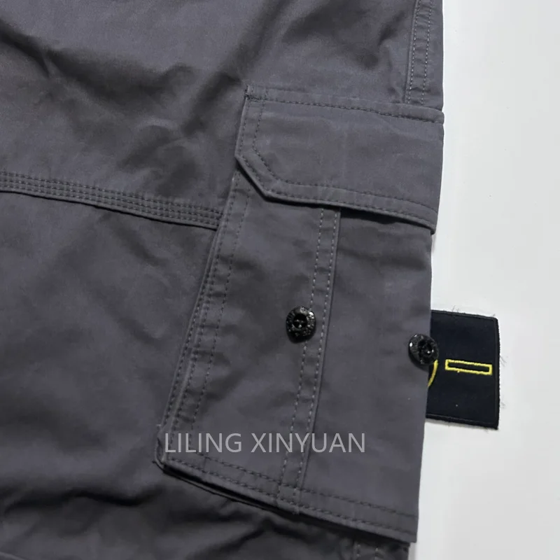 26 Compass Patch Badge Mens Cargo Pants Italian Luxury Brand Style 3 Labels Men Multi-Pocket Workwear Elastic Waist Cargo Pants