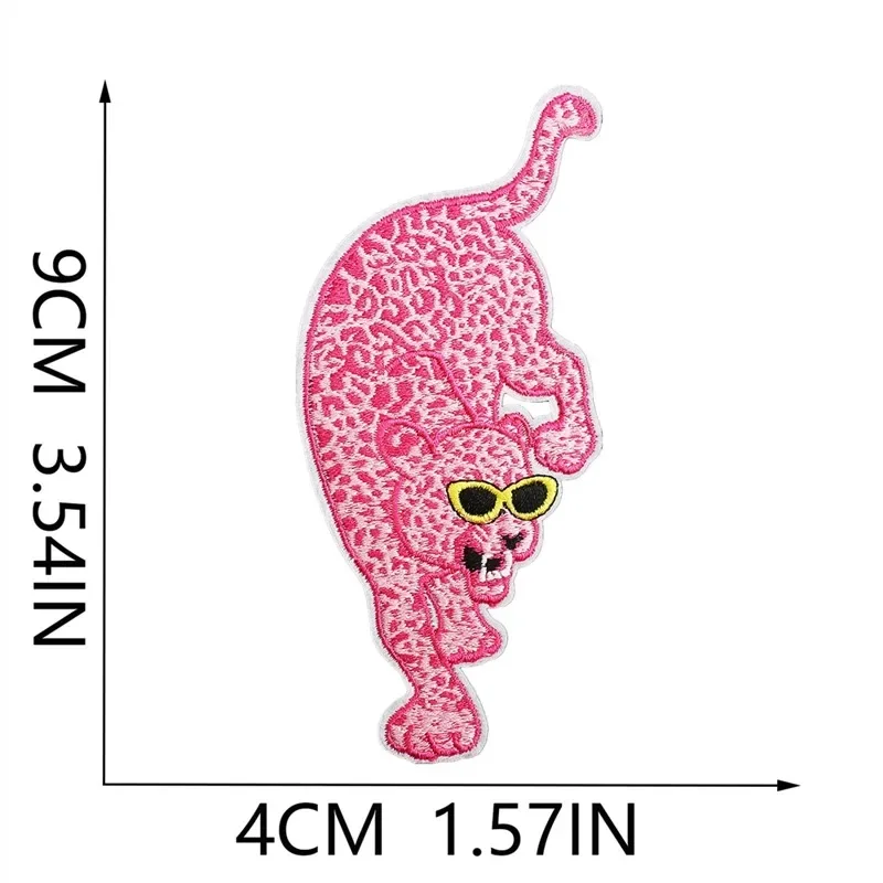 Embroidered Patch Iron On Patches for Clothing Pocket Pink Panther Clothes Stickers Fabric Sewing Thermal Adhesive Applique