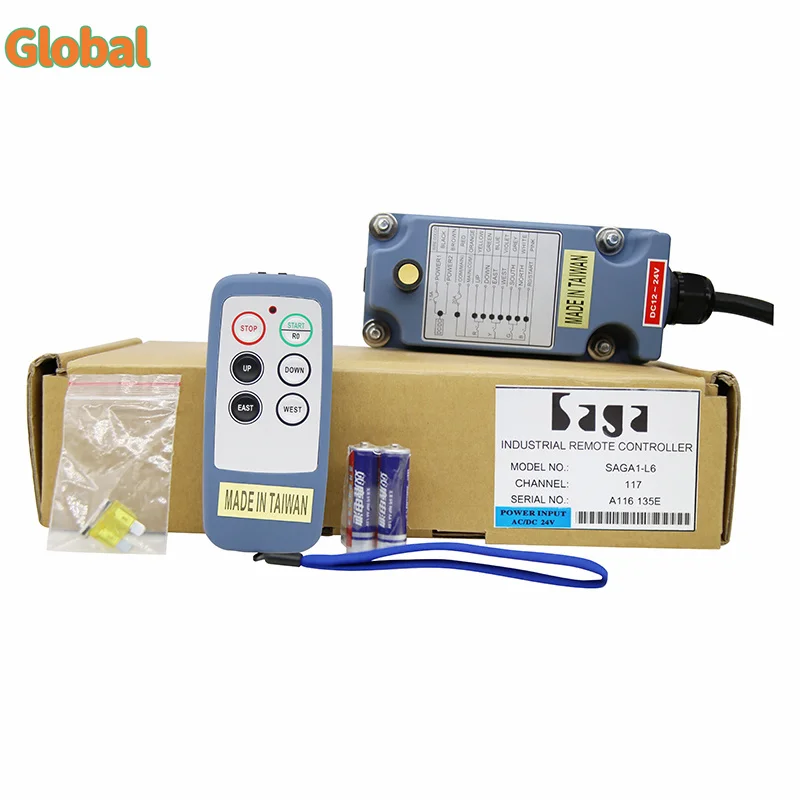 Saga-L6 4 buttons single speed Industrial Wireless Radio Crane Remote Control switches winches track Crane Controller lift