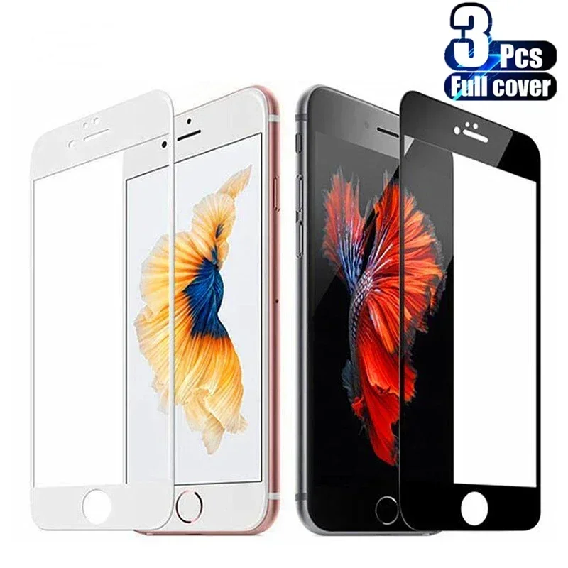 

Закаленное стекло с полным покрытием для iPhone 7 8 6 6S 14 15 Plus SE 2020, 3 шт., Защита экрана для iPhone 13 12 11 XR X XS Max Pro Mini