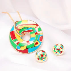 R & X Anniversary Dubai Set Sieraden Shining Nieuwe Emaille Mode Joyas Collier Mariage Gift Party Vrouwen Bruids Ketting/ oorbellen