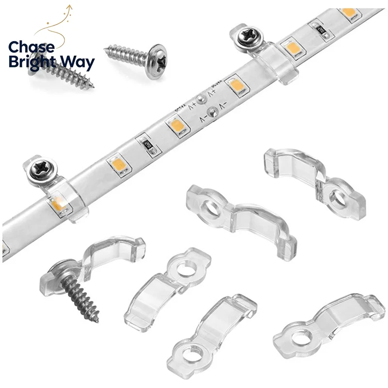 50Pcs Mounting Brackets Clip Side Fixing Clips With Screws 10MM For 5730/5050/2835/3014 SMD LED Waterproof Strip Light