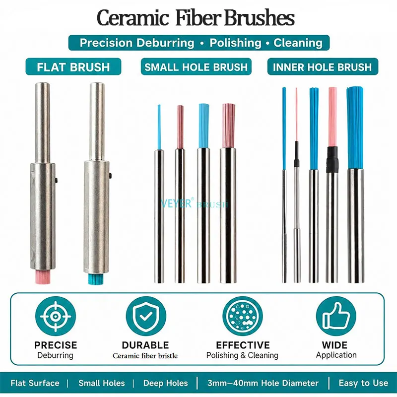 【Micro Brush】CNC Polishing Brush CB31R-S1.5 1.5mm Ceramic Fiber Rust Brush VEYER Deburring Tools for Metal