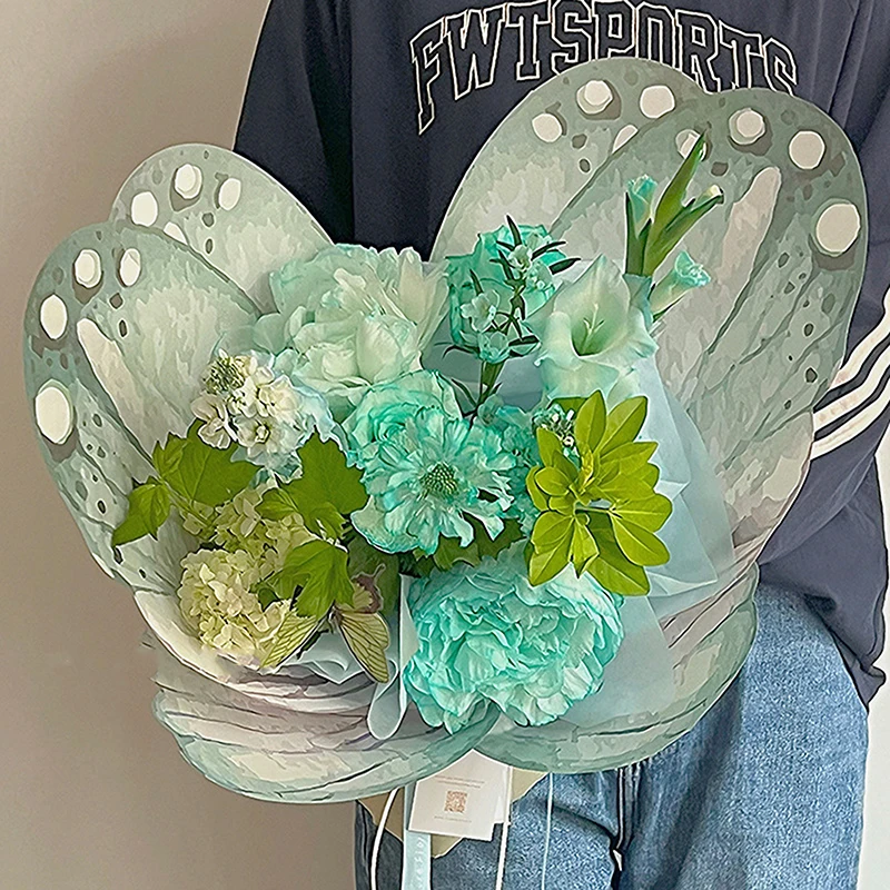 Ins papel de envolver de flores de mariposa, suministros de embalaje de ramo de flores creativo, Material de envoltura de regalo de cumpleaños DIY