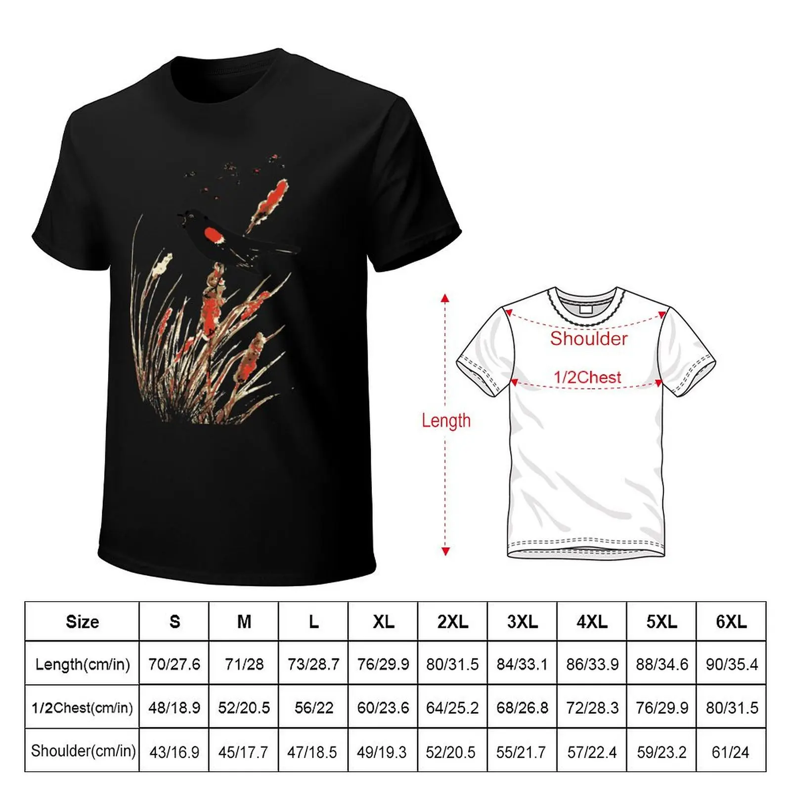 Watercolor Red Wing Blackbird Bird Nature Art T-Shirt vintage graphic tee oversizeds mens graphic t-shirts big and tall