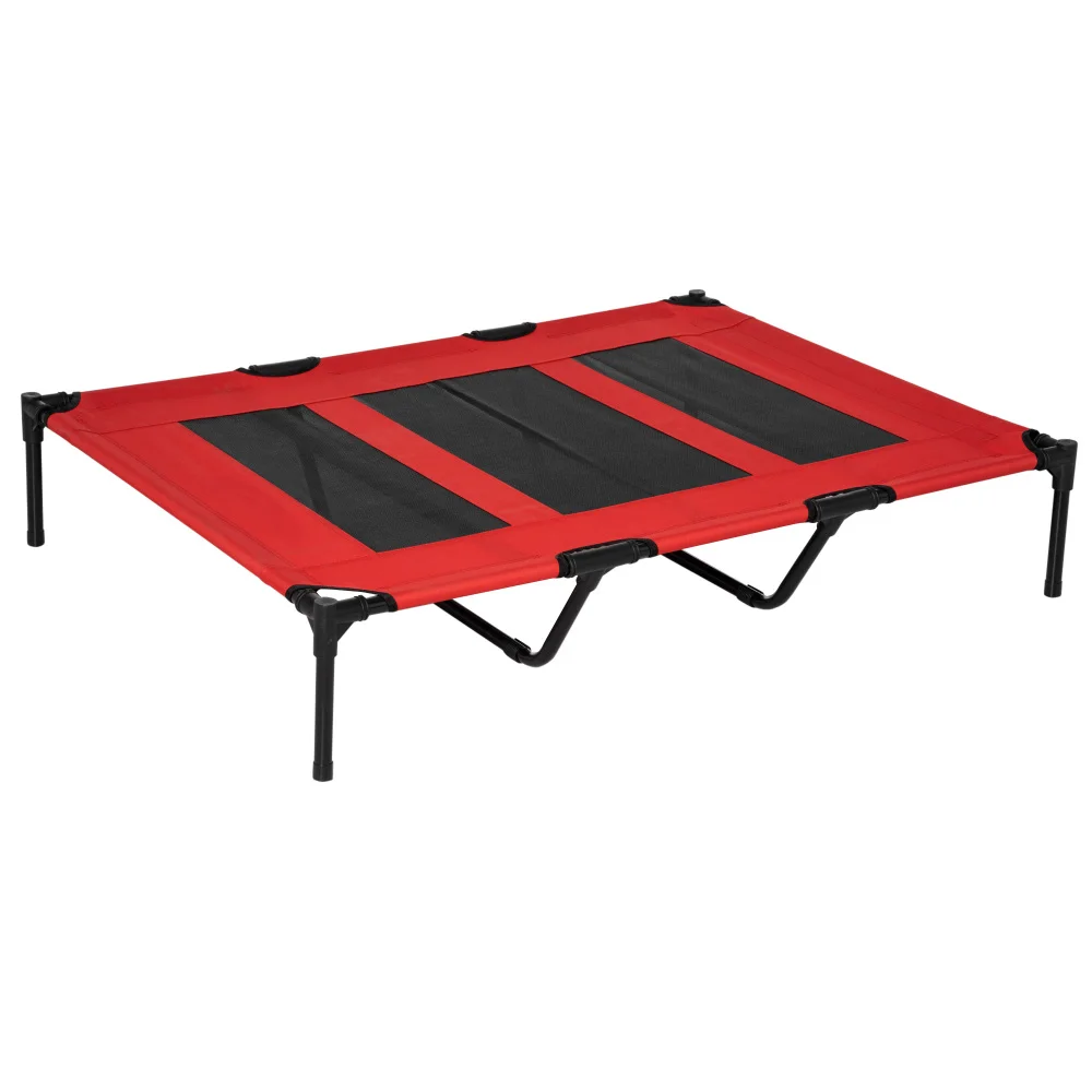

48" X 36" Elevated Breathable Dog Bed Portable Pet Cot W/ Carry Bag Metal Frame Breathable Mesh Indoor and Outdoor Red