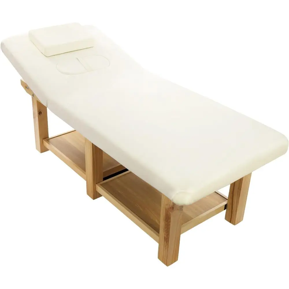 

75 Long x 31.5 Wide Heavy Duty Massage Table with 6 Legs, Velvet Cover, for Estheticians and Spa Treatments (Beige)