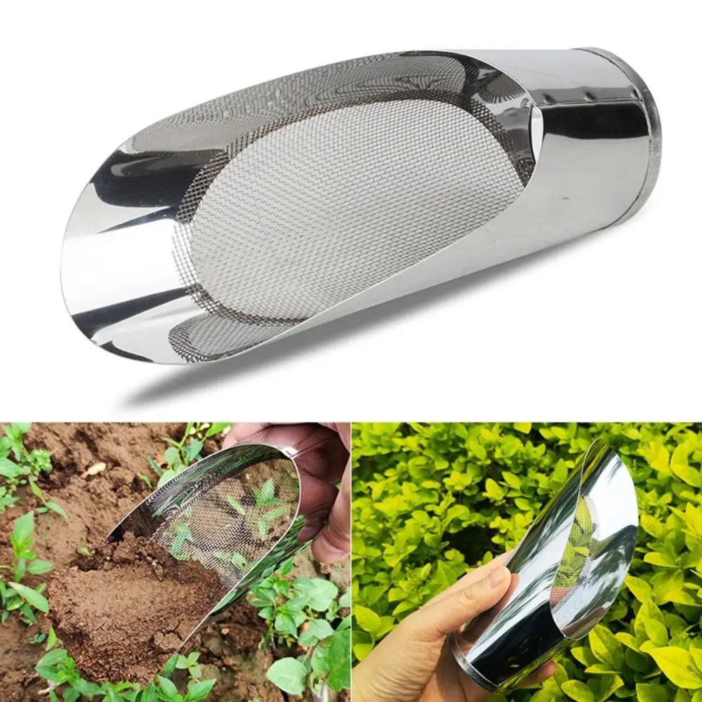 Garden Hand Tools Stainless Steel Shovel Strainer Loosen Soil Transplanting Sieve Shovel Cultivation Bucket DIY Garden Spade