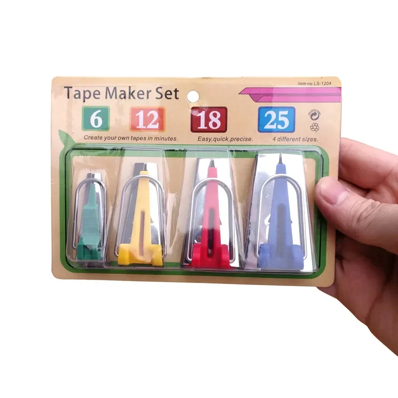 Set Of 4 Size Fabric Bias Tape Makers Set 6MM 12MM 18MM 25MM Binding Tool Sewing Quilting 5BB5086