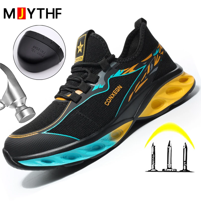 Men\'s Sports Safety Shoes Anti Smashing Anti Piercing Work Shoes Steel Toe Protective Boots Indestructible Shoes Security Boots