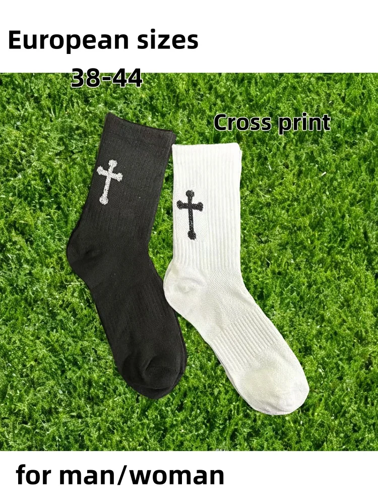 

Packs Cross Pattern Mid Calf Socks EU Size 38-44 Comfort Casual Sport Crew Socks For Men Women