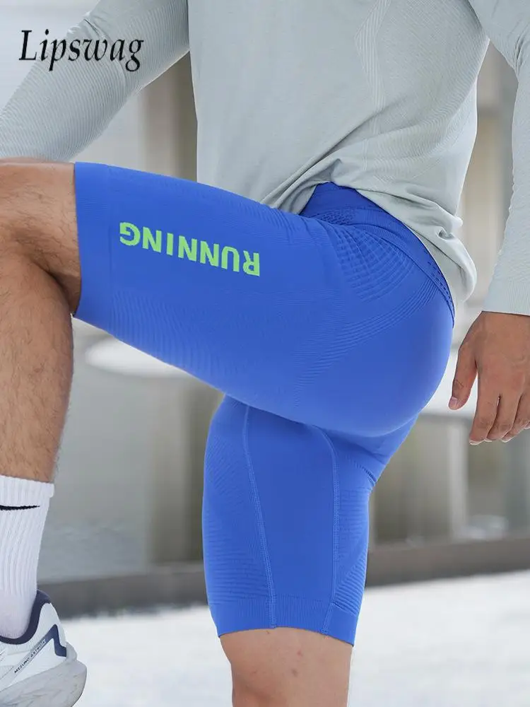 

Спортивные шорты для бега, мужские велосипедные дышащие эластичные шорты приталенного кроя, летние модные мужские быстросохнущие шорты с буквенным принтом