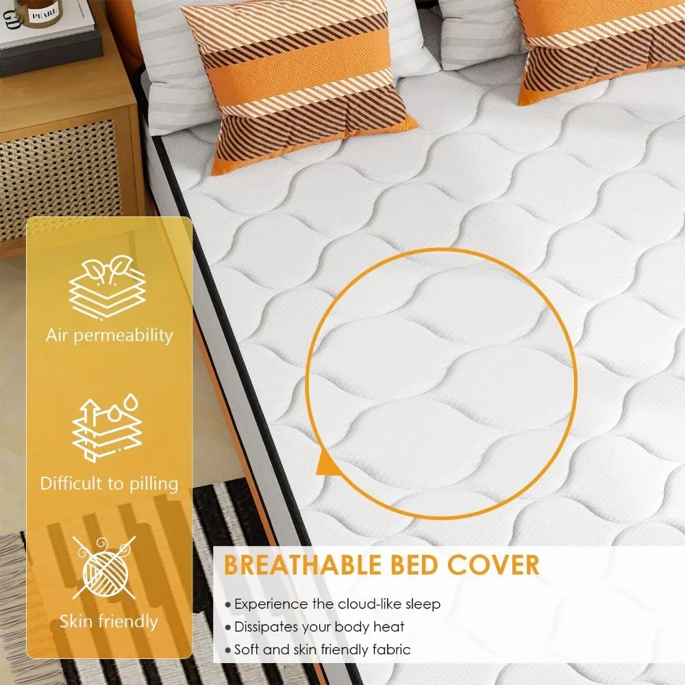 10 Inch Innerspring Mattress Medium Firm Hybrid Mattress with Removable Cover CertiPUR-US Certified Bed-in-a-Box