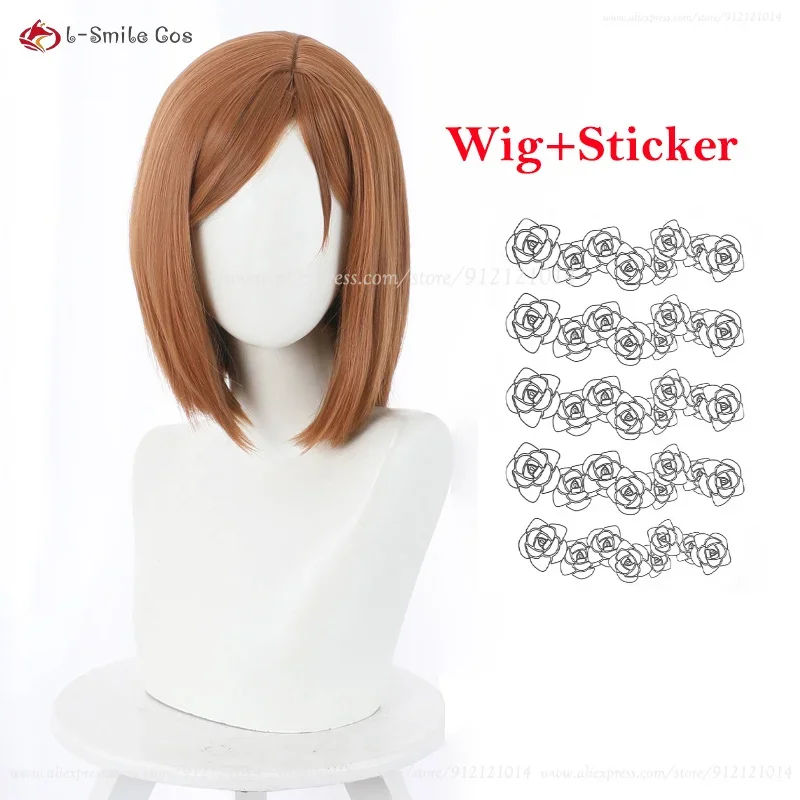 Anime Kugisaki Nobara Kugisa Cosplay Perruque pour Femme, Marron, Orange, Perruques Courtes, Degré de Chaleur, Cheveux Synthétiques, Bonnet de Perruque d'Halloween