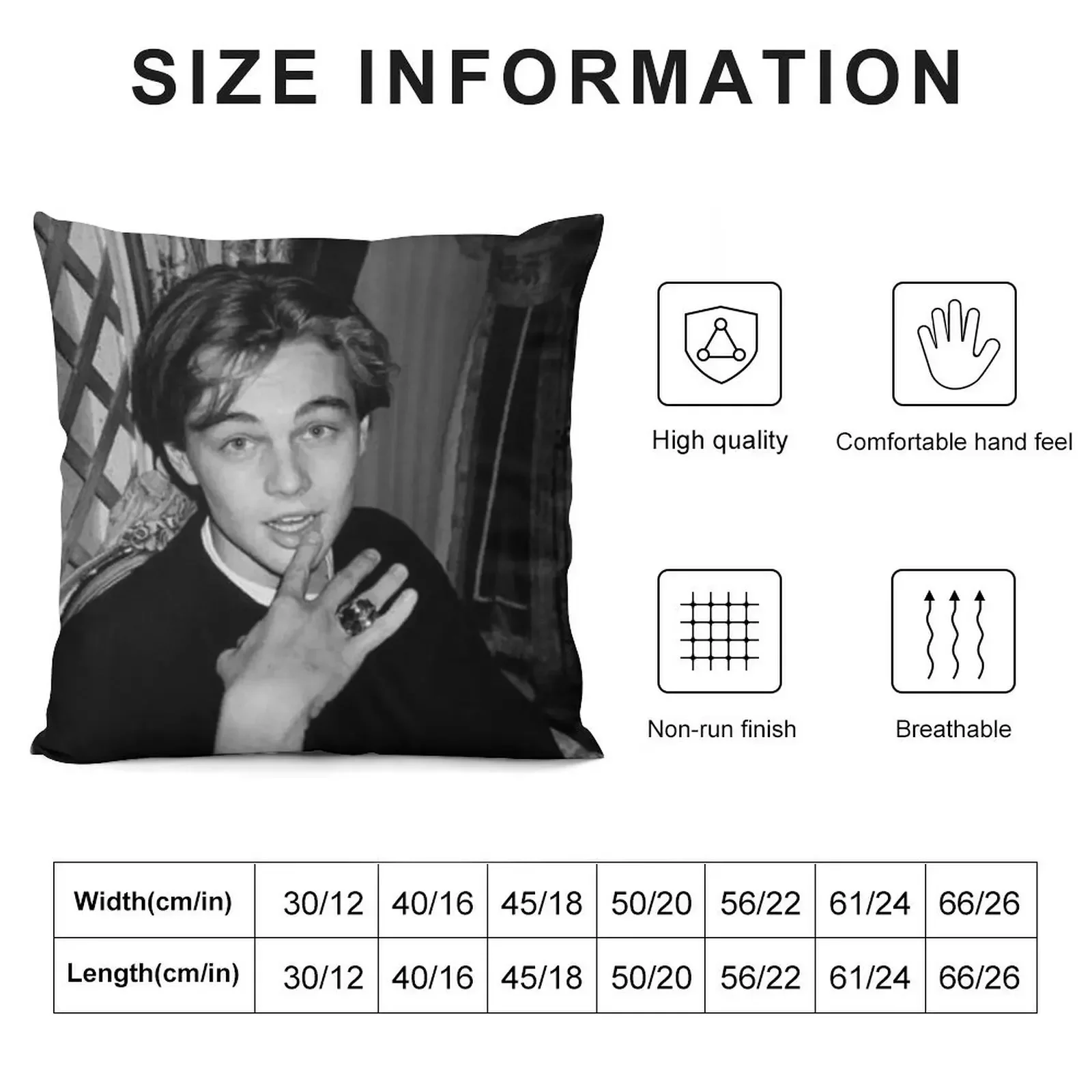 Young Leonardo DiCaprio in Black and White Throw Pillow home decor items Christmas Pillow ornamental pillows pillow