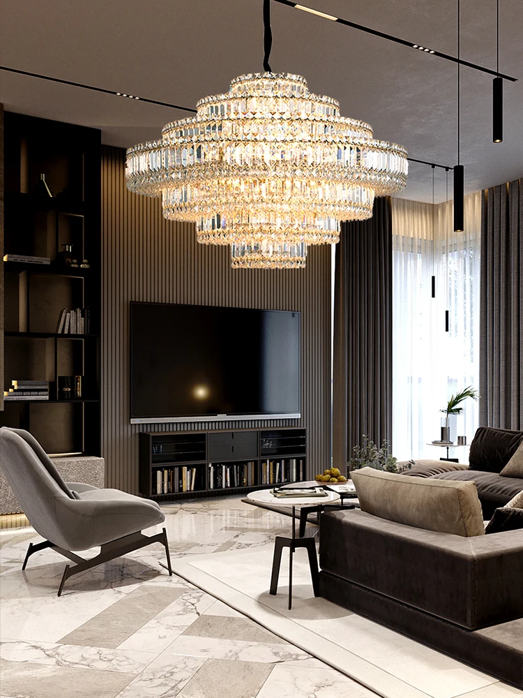 

Luxury K9 Crystal Big Ceiling Chandeliers Led Lighting Fixture Hanging Lamp Modern Designer Foyer Decor Lustre Living Room