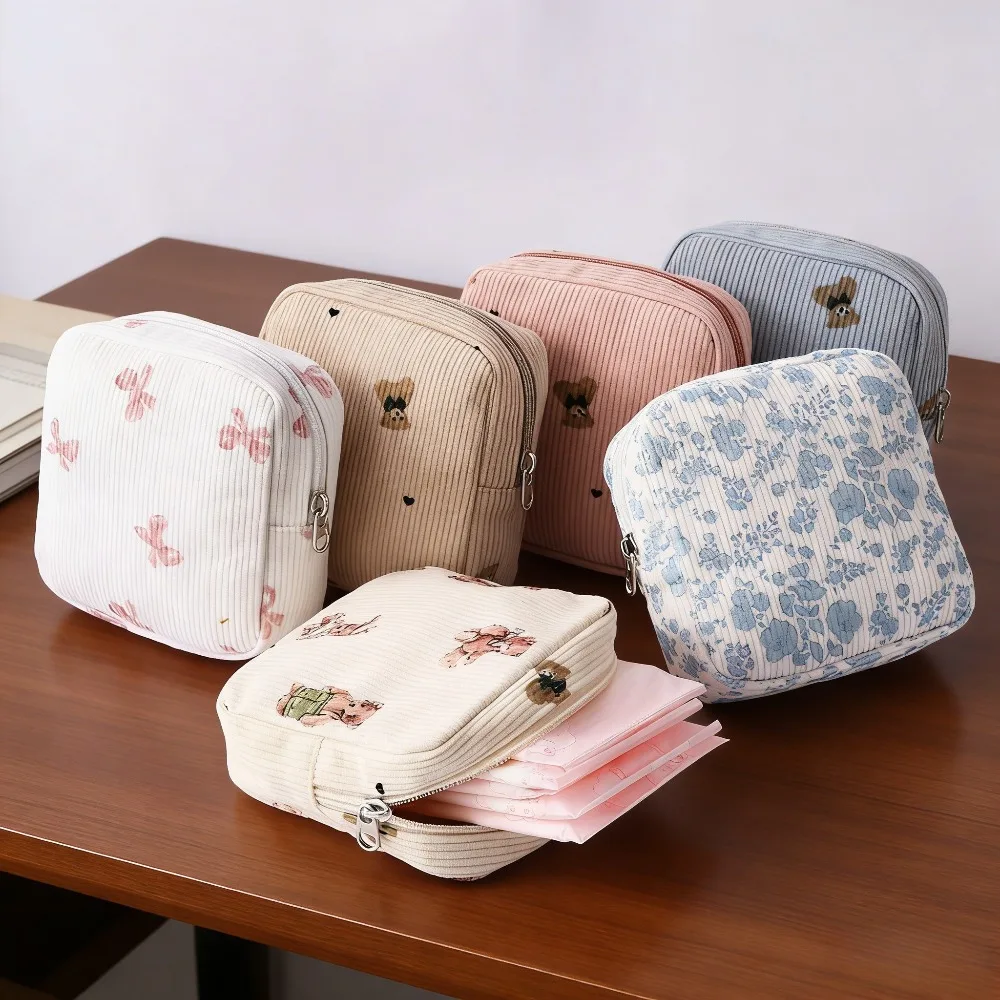 Multifunktionale Kleine Cordtasche, Aufbewahrung für Hygieneartikel, Lippenstift, Kopfhörer, Schmutzabweisend und Verschleißfest