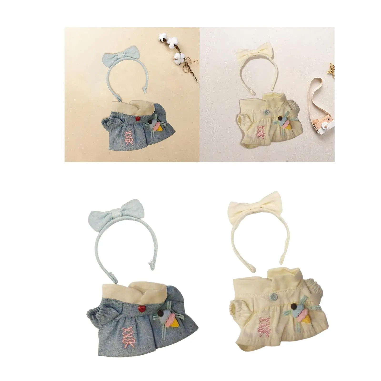 

Plush Figure Dress Suit with Doll Hairband Accessory, Hands on DIY Clothing Toy, Make Your Own Dolls for 17cm Dolls
