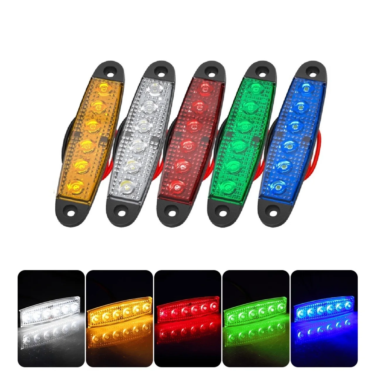 12V-24V 6Led Side Marker Indicator Waterproof Car Light Front Rear Lamp for Trucks Cab RV Trailer