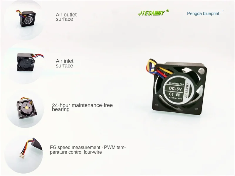 

JIESAMMY Copper Core 2010 5V 0.06A Micro PWM Temperature Control Speed Measurement 2CM 13000 RPM Cooling Fan 20 * 20 * 10mm