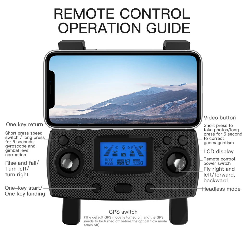 Camera Drone Remote Control Aerial Photography Quadcopter Rechargeable Controller Replacement for Beast 3 SG906 Max