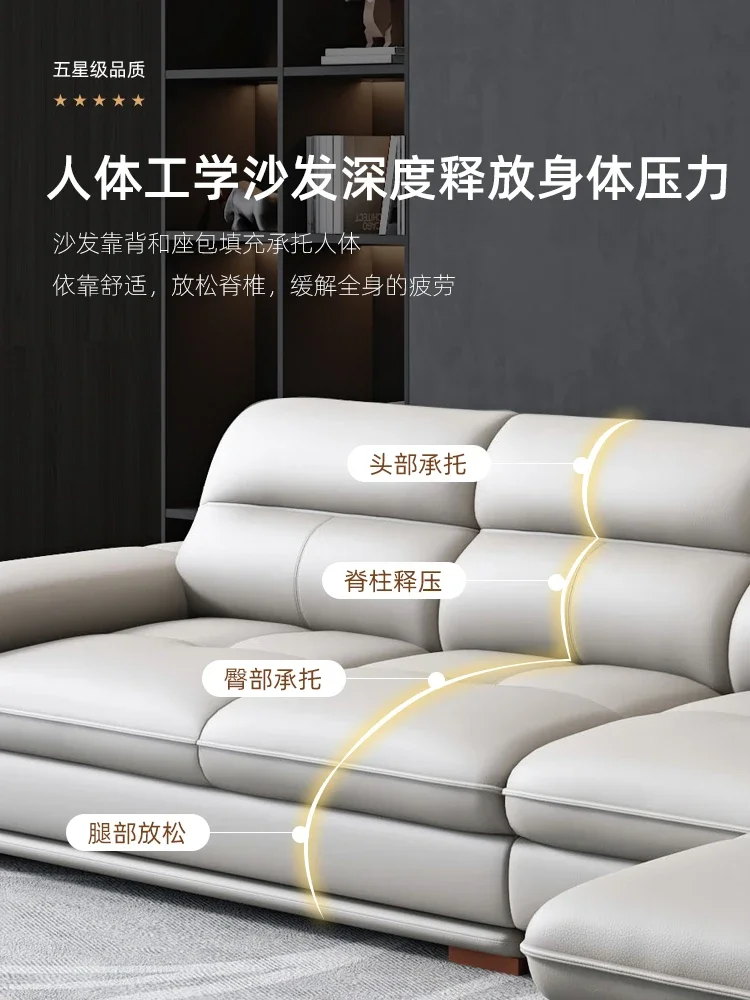 Head layer cowhide leather sofa, modern and simple living room, left and right noble consort size, Nordic leather sofa