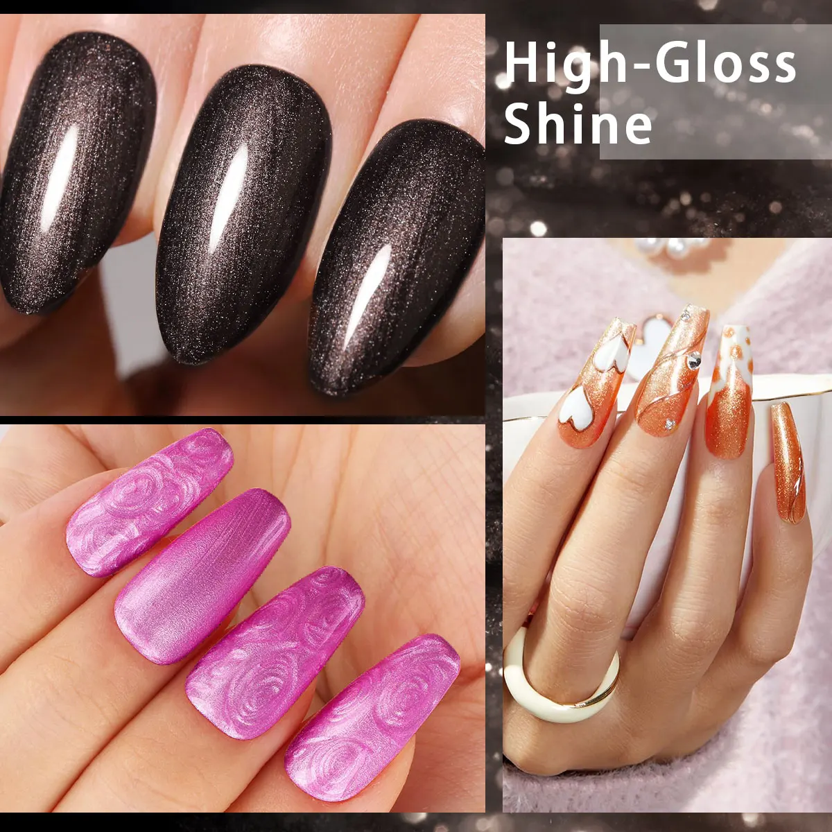 Upscale Boutique 6 Shades Burgundy Fuchsia Red Copper Violet Coffee Sparkle Nail Gel Polish Collection Even Glitter Distribution Streak-Free Low Odor Healthy UV Cured Nail Lacquer DIY Home & Professional Nail Studio Manicure Set