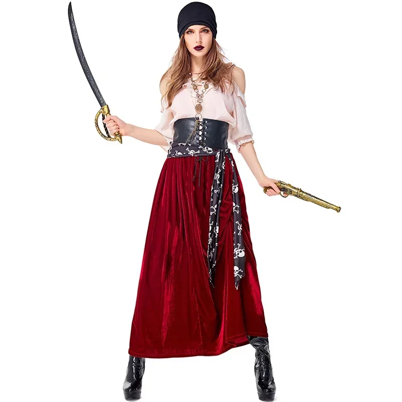 Costume da fantasia femminile da pirata cosplay di Halloween