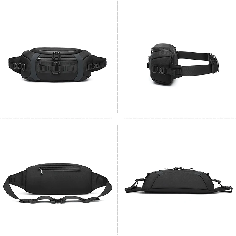 OZUKO Fashion Men Waist Bag Outdoor Sports Tactical Chest Bag Multifunction Waterproof Male Fanny Pack Mens Crossbody Sling Bags