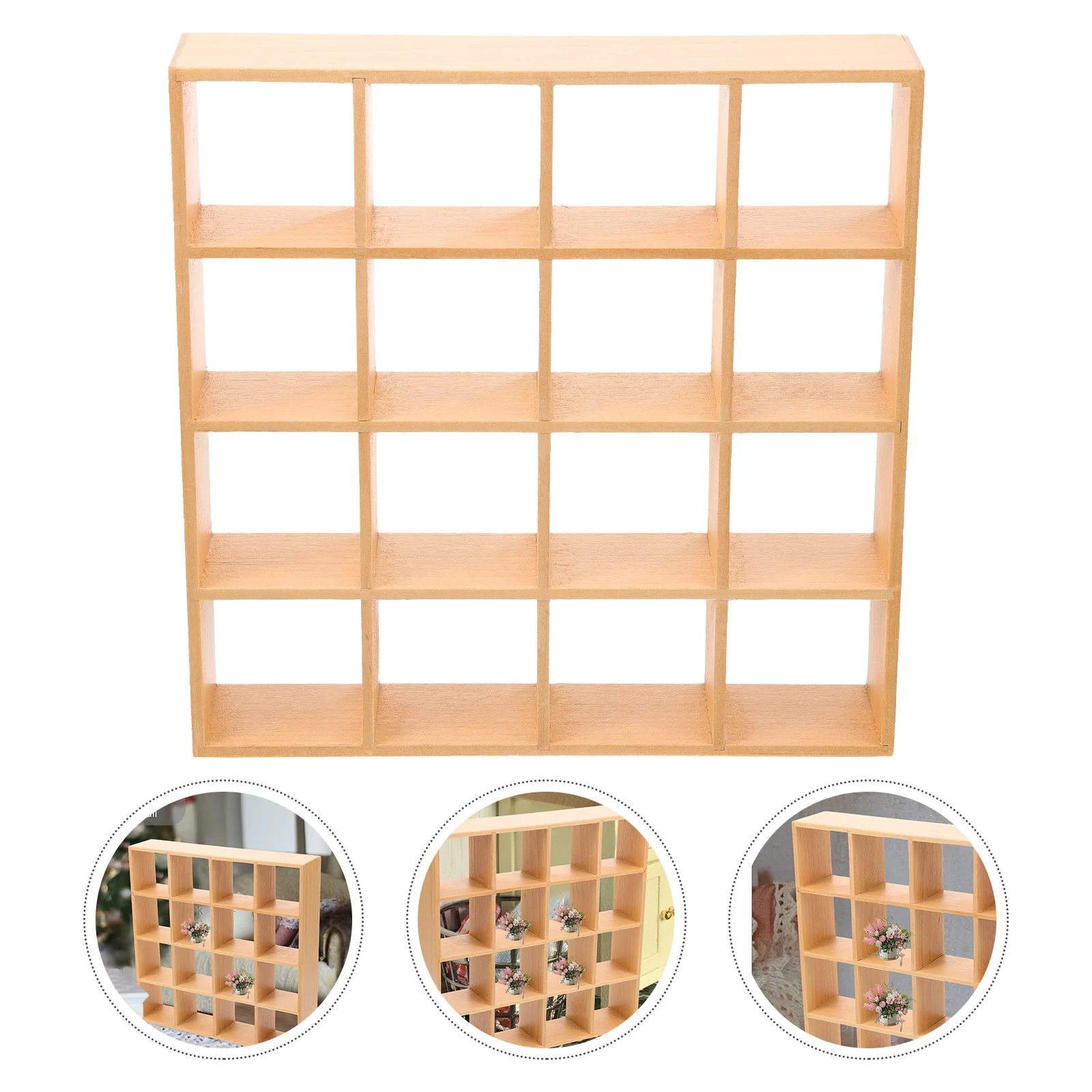 

16 Grid Storage Rack Book Bookcase Shelf Miniture House Furniture Toy Miniature Wooden Model Room Display Stand