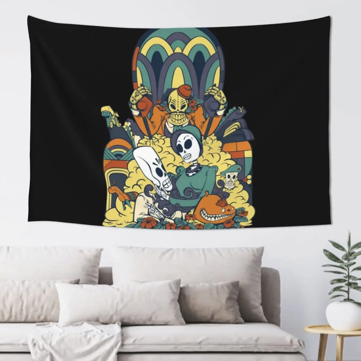 

Grim Fandango Vintage Videogame Artwork Tapestry Decorative Wall Aesthetic Room Decor Decorative Paintings Tapestry