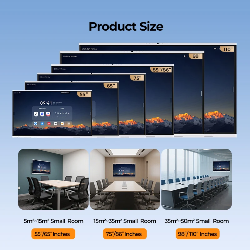 55/65/75/85/86/98 Inch 4k interactive panel Dual System smart interactive whiteboard for Conference