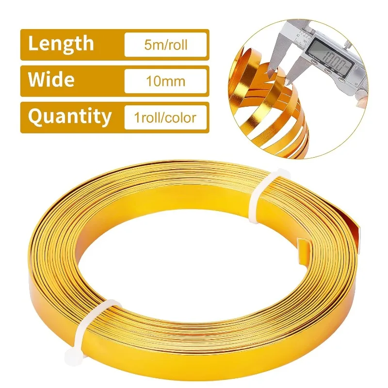 2 Rolls 33 Feet Gold Sliver Flat Jewelry Craft Wire 10mm Wide Aluminum Wire for Bezel Jewelry Making Sculpting Armature Craft