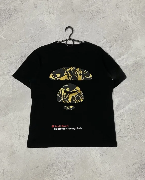 

Summer New T-Shirt AApe Bape Racing Audi Sport Big Logo Head Retro Men's T-Shirt Top High Quality Cotton Fast Delivery