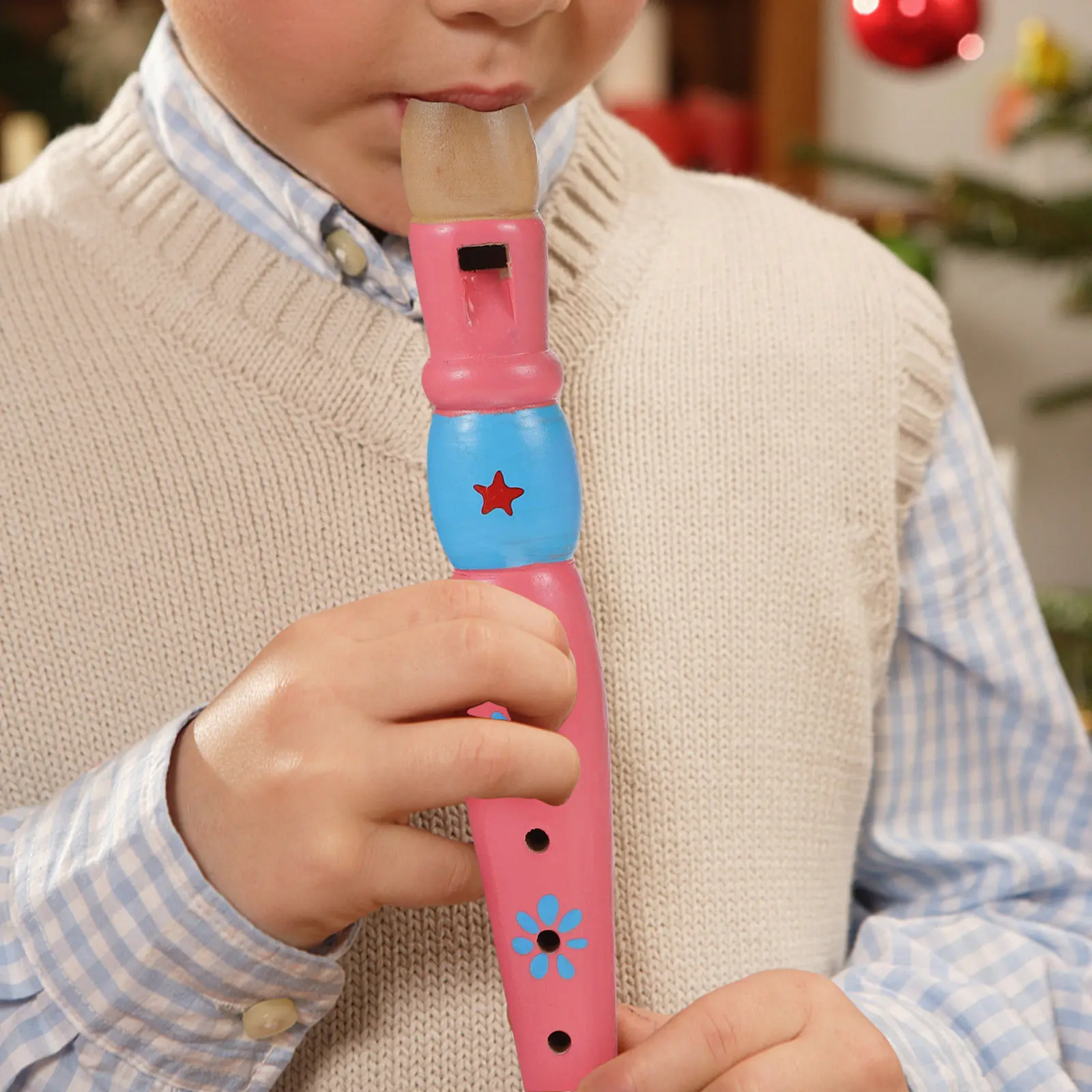 2Pcs Wooden Flute Children's 6 Hole Musical Instrument Perfect Gift for Birthday Christmas Stage Performance Creative Learning