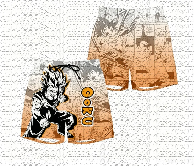 Pantalones Cortos Deportivos con Estampado de Goku de Dragon Ball, Verano 2026, Transpirables, de Secado Rápido, Estilo Retro Americano, Holgados, para Hombre y Mujer