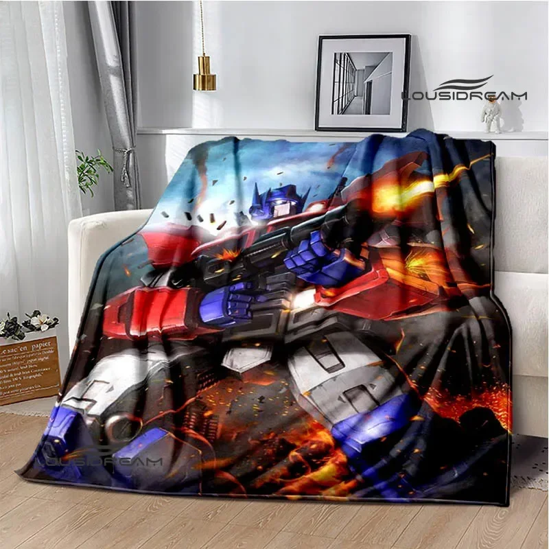 بطانيات مطبوعة على شكل حرف T-Transformers كرتونية ، فلانيل دافئ ، ناعم ، مريح ، منزلي ، سفر ، هدية عيد ميلاد ، تنزة