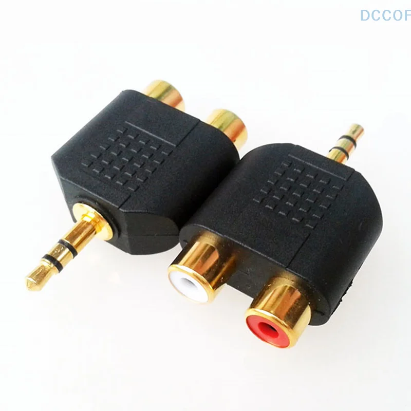 1pc Gold Plated Stereo Audio Male Plug To 2 RCA Female Jack Y 3.5mm Adapter