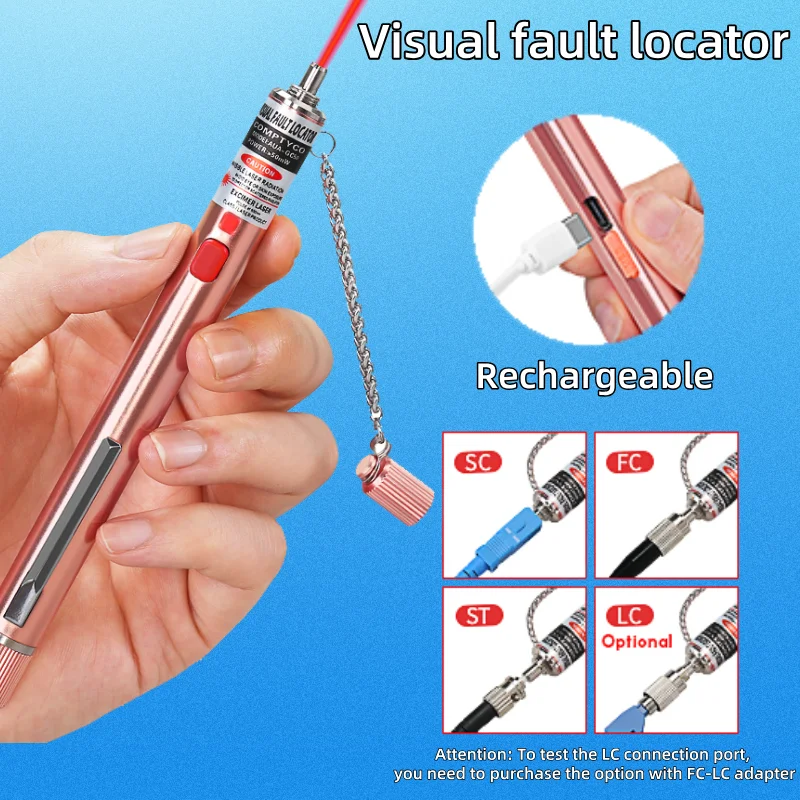 Pen Style Visual fault locator FTTH Rechargeable Optical Fiber Cable Tester 5/10/20/30/50mW 2.5mm SC/FC/ST Fiber Optic Test Tool