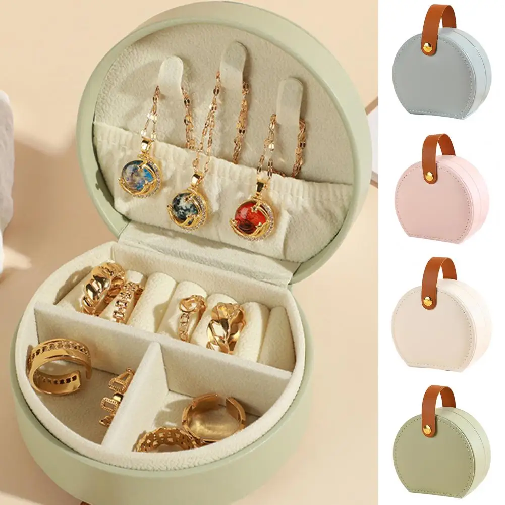 Portable Jewelry Storage Box with Handle Large Capacity Multiple Compartments Travel Jewelry Box Necklaces Rings Organizer