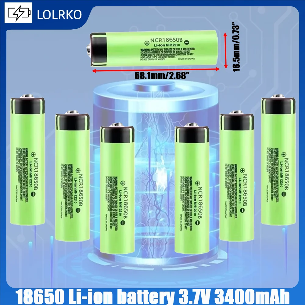 

New 3.7V 3400mAh 18650 Battery Lithium-ion NCR18650B Rechargeable Battery Ncr18650b Battery Ncr18650b for Panasonic 3400mah