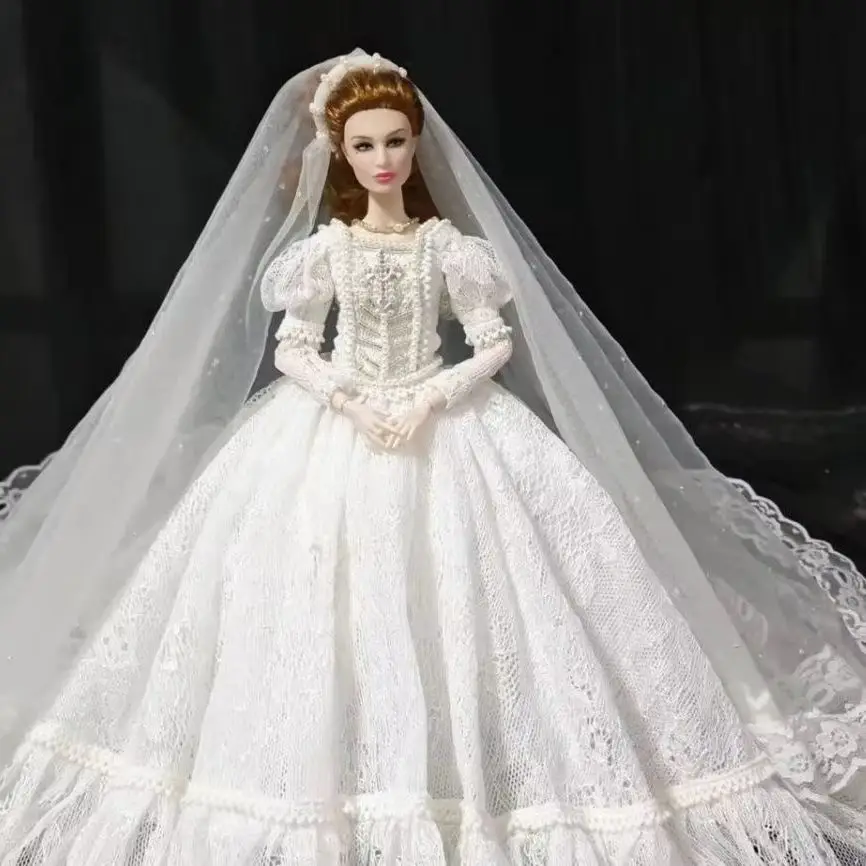 Doll accessories 1/6 doll clothes, White wedding dress 1 6 scale dolls accessories doll clothes free shipping