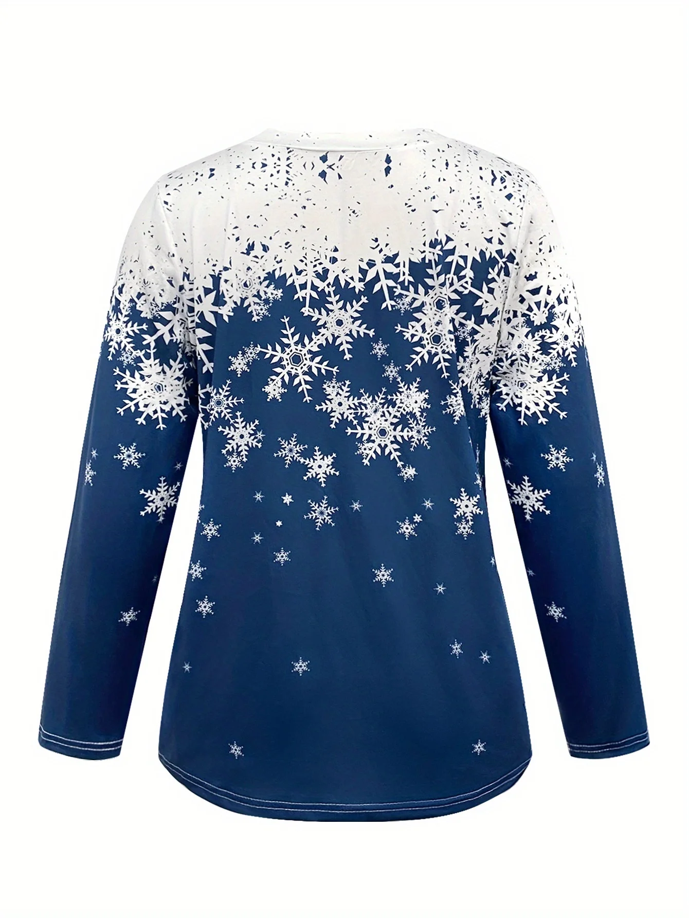 Women Round Neck Long Sleeve T‑Shirt Snowflake Star Splicing Print Festive Holiday Casual Daily Party Top Women's Clothes