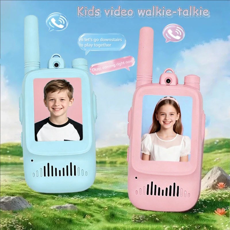 Video Walkie Talkies for Kids Rechargeable Intercom Handheld 2 Pack One-Touch Call Portable Camping Communication Tool Girls