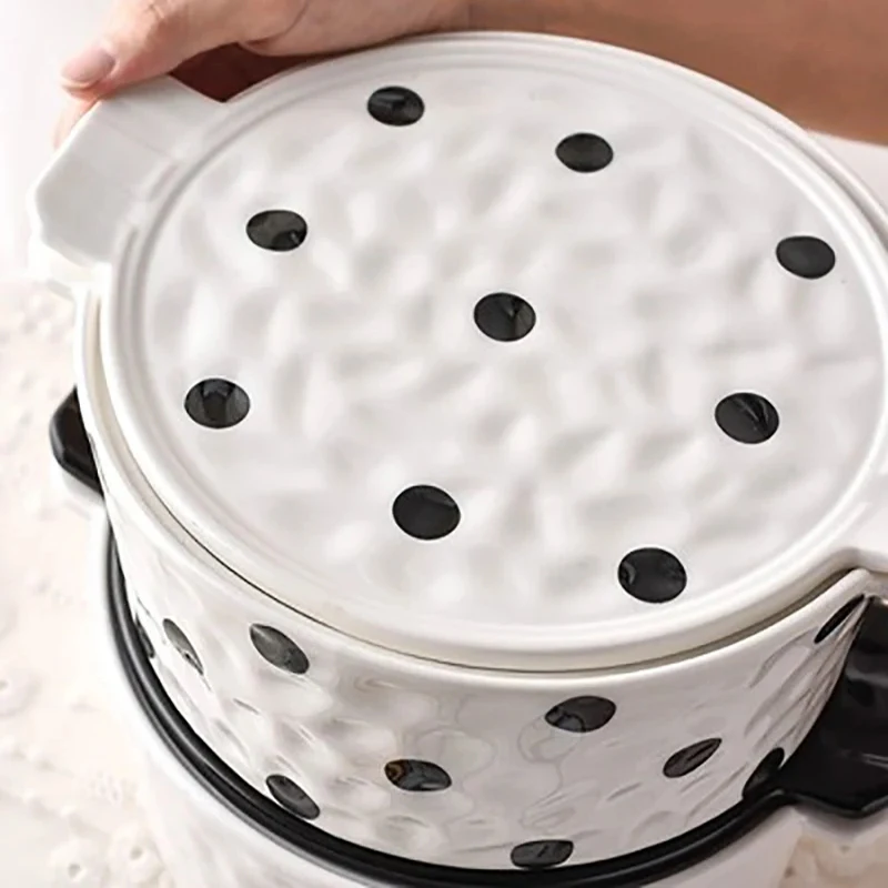 10inch Food Tray Gold Edge Dinnerware Set Polka Dot Dinner Plate Set Soup Dish Steak Flat Plate Flower Shape Breakfast Tableware