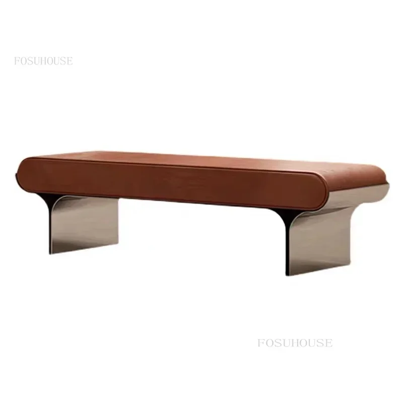 Italian Creative Flannel Shoe Stool Cloakroom Living Room Luxury Modern Leather Shoe Ottomans Hallway Bench Home Furniture