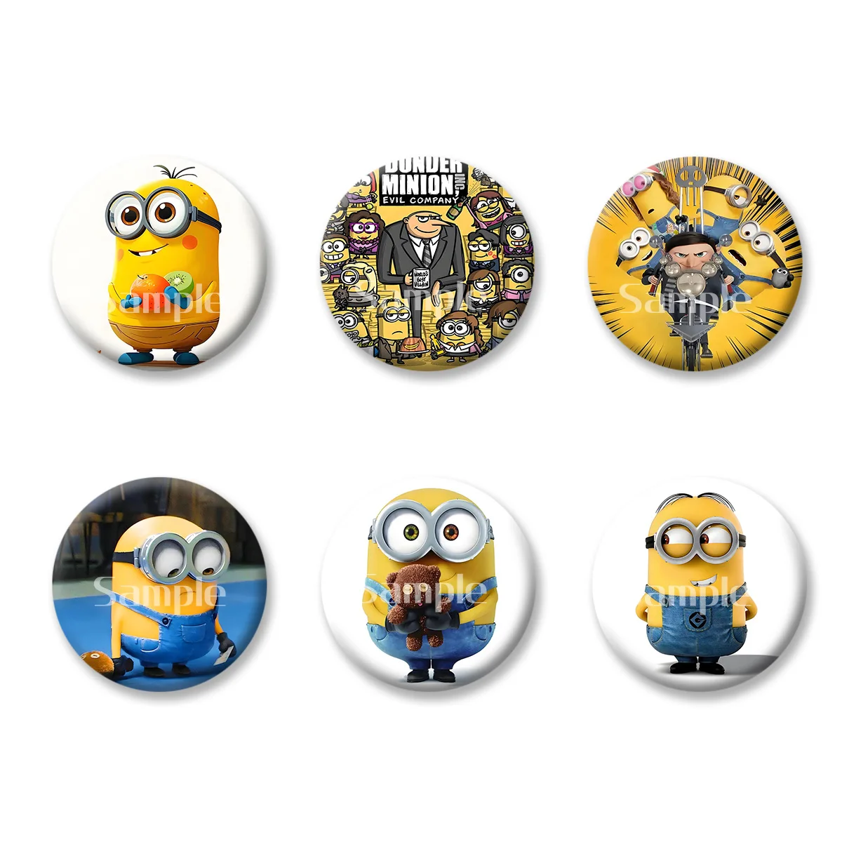 

Kawaii Cute Despicable Me Minions Flash Badges Button PinsBrooch Keychains Mirror Fridge Magnet Jewelry Gift for Kids Friends
