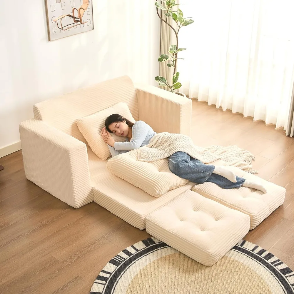 أريكة سرير قابلة للتحويل مقاس 61 بوصة، أريكة نوم قابلة للسحب، سرير فوتون 3 في 1 قابل للطي، أريكة سرير قابلة للطي مع وسائد #6