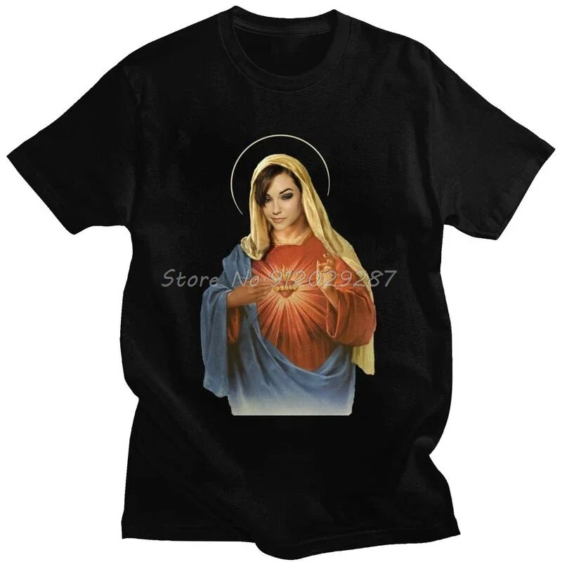 Sasha Grey Men T Shirt Pre-shrunk Cotton Tees Holy Mother Mary Tshirts Short Sleeve Novelty Streetwear Fashion T-shirt Clothing